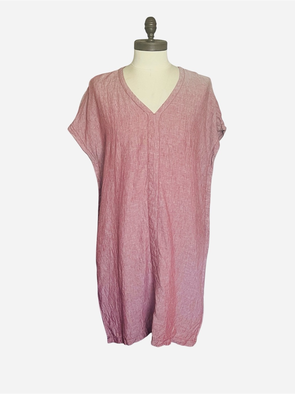Poetry 100% Linen Tunic Dress V-Neck Coastal Minimalist Dusty Rose SZ 12/14